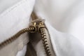 Zipper clothing pants, macro pattern background, closeup