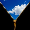 Zipper and cloudy sky Royalty Free Stock Photo