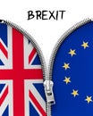 Zipper dividing UK and EU in a Brexit concept.