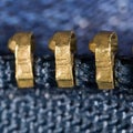 Zipper on jeans as a background. macro Royalty Free Stock Photo