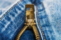 Zipper on jeans. close-up macro