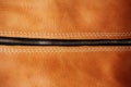 Zipper of leather bag. Royalty Free Stock Photo