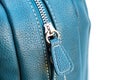 zipper on leather blue bag Royalty Free Stock Photo
