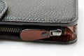 Zipper leather handle on wallet