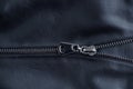 Zipper metal lock on black leather boot close-up Royalty Free Stock Photo