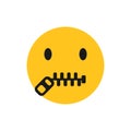 Zipper Mouth Emoji Icon. Clipart Image