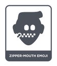 zipper-mouth emoji icon in trendy design style. zipper-mouth emoji icon isolated on white background. zipper-mouth emoji vector Royalty Free Stock Photo