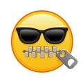 Zipper-Mouth face with sunglasses Large size of yellow emoji smile