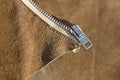 Zipper on Old Leather Chaps Royalty Free Stock Photo