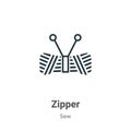 Zipper outline vector icon. Thin line black zipper icon, flat vector simple element illustration from editable sew concept