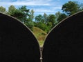 Zipper and rural summer landscape