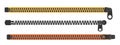 Zipper silhouette, set zipper lock or unlock. Fastener slide with puller. Split cloth pulling zip. Collection Apparel Royalty Free Stock Photo