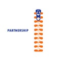 Zipper symbol and handshake businessman agreement on background.