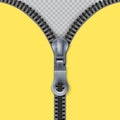 Zipper. Zippered lock and unlock. Closed and open zipper. Vector illustration Royalty Free Stock Photo