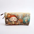 Dreamlike Whimsy: Hand-painted Pencil Case With Girl And Characters