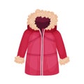 Zippered Parka or Coat with Furry Hood as Womenswear Vector Illustration Royalty Free Stock Photo