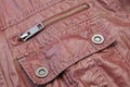 Zippered Red Leather Pocket Close-up Royalty Free Stock Photo
