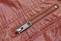 Zippered Red Leather Pocket Close-up Royalty Free Stock Photo