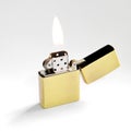 Zippo Lighter with Flame Royalty Free Stock Photo