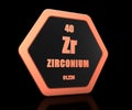 Zirconium chemical element periodic table symbol 3d render