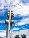 Zizkov Television Tower Prague over blue sky with clouds Royalty Free Stock Photo