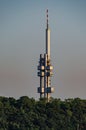 Zizkow `Rocket` Tower in Prague from Thomayer`s Park