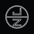 ZJ Logo monogram abstract inside circle stripe images design template Royalty Free Stock Photo