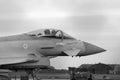 ZJ937 RAF Typhoon black and white photo waiting to takeoff stock photo Royalty Free Stock Photo