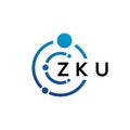 ZKU letter technology logo design on white background. ZKU creative initials letter IT logo concept. ZKU letter design Royalty Free Stock Photo