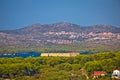 Zlarin island and Saint Nikola fortres in Sibenik bay entrance Royalty Free Stock Photo