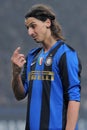 Zlatan Ibrahimovic in action during the match