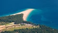 Zlatni Rat Golden Cape or Golden Horn famous turquoise beach in Bol town on Brac island, Dalmatia, Croatia. Zlatni Rat sandy Royalty Free Stock Photo