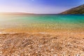 Zlatni Rat (Golden Cape or Golden Horn) famous turquoise beach in Bol town on Brac island, Dalmatia, Croatia. Zlatni Rat sandy Royalty Free Stock Photo