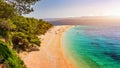 Zlatni Rat (Golden Cape or Golden Horn) famous turquoise beach in Bol town on Brac island, Dalmatia, Croatia. Zlatni Rat sandy