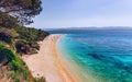 Zlatni Rat (Golden Cape or Golden Horn) famous turquoise beach in Bol town on Brac island, Dalmatia, Croatia. Zlatni Rat sandy Royalty Free Stock Photo