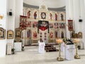 Zlatoust, Chelyabinsk region, Russia, January, 19, 2020. Iconostasis of the Church of Seraphim Sarovsky in the city of Zlatoust. R