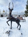 Zlatoust, Chelyabinsk region, Russia, January, 19, 2020. Mining Park of a name of P. P. Bazhov on the Red hill in the winter. Fair