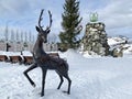 Zlatoust, Chelyabinsk region, Russia, January, 19, 2020. Mining Park of the name of P. P. Bazhov on the Red hill in the winter. St