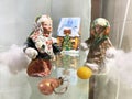 Zlatoust, Chelyabinsk region, Russia, January, 19, 2020. Vintage Christmas toys made of cotton wool