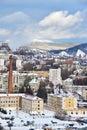 Zlatoust city in winter in cloudy day, Chelyabinsk region, Southern Ural