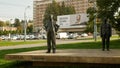 ZLIN, CZECH REPUBLIC, MARCH 26, 2019: Tomas Bata and Jan Antonin Bata sculpture statue bronze public street in Zlin