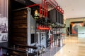 The restored heating machine inside the Bata skyscraper museum Royalty Free Stock Photo