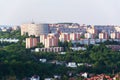 Zlin skyline with segment of southern slopes prefab housing estate, Moravia, Czech Republic