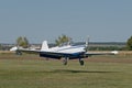 Small aircraft at landing small airport Royalty Free Stock Photo