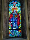 Zloty Potok, Poland, July 30, 2023: Interior of the church of St. John the Baptist in Zloty Potok, Poland. Stained glass window Royalty Free Stock Photo