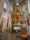 Zloty Potok, Poland, July 30, 2023: Interior of the church of St. John the Baptist in Zloty Potok, Poland. The side altar