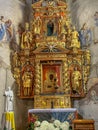 Zloty Potok, Poland, July 30, 2023: Interior of the church of St. John the Baptist in Zloty Potok, Poland. The side altar