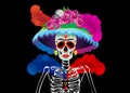 Mexican skull, Calavera with flowers. Decoration for Day of the Dead, Dia de los Muertos. Halloween poster background, isolated