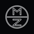ZM Logo monogram abstract inside circle stripe images design template Royalty Free Stock Photo