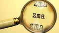 Zma under magnifying glass. Thorough analysis and inspection of zma Royalty Free Stock Photo